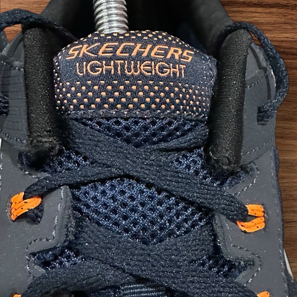 Men’s Skechers Navy & Orange Mesh S Logo Lightweight Running Sneakers, Size 12. - Picture 4 of 13